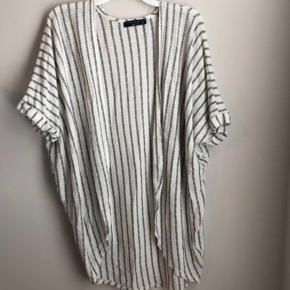 Striped kimono/short sleeve cardigan